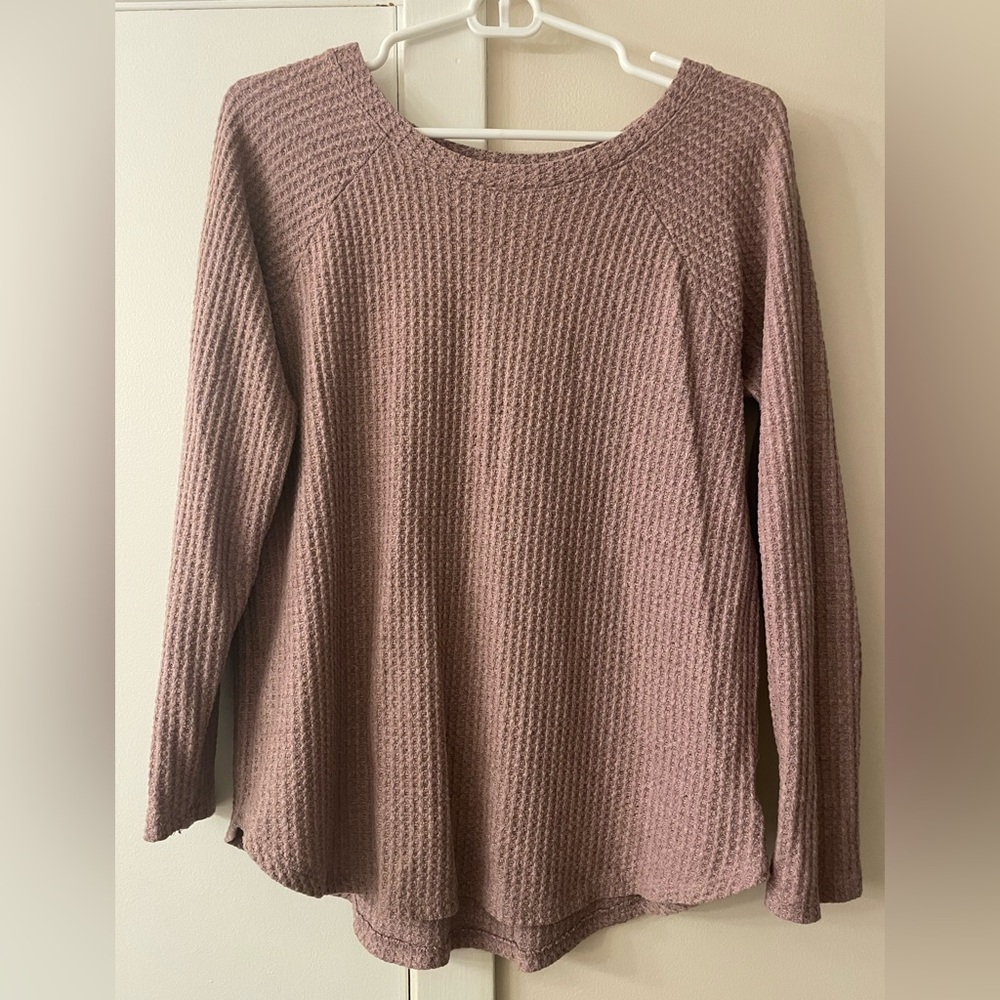 American Eagle Soft & Sexy Plush long sleeve shirt, light mauve, size Medium